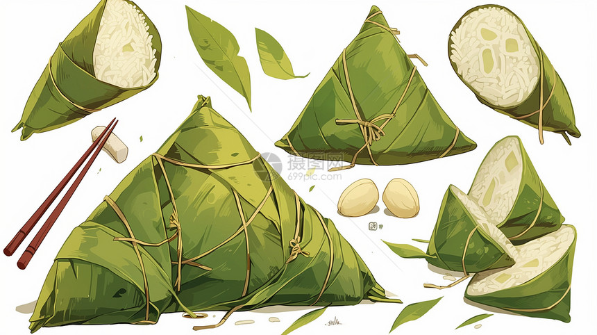 传统卡通美食粽子图片