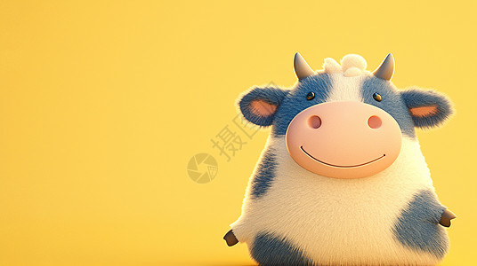 蓝白相间可爱的卡通小奶牛高清图片