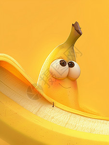 大眼睛俏皮可爱的卡通香蕉背景图片