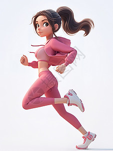运动服下装跑步的女孩3D插画