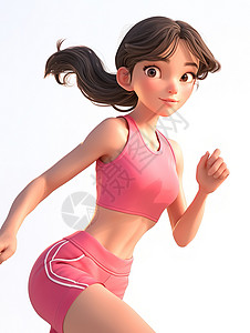 粉色运动服跑步的女孩插画