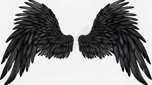 翅膀元素黑色的天使翅膀插画