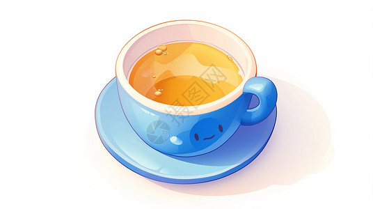 茶浴一杯可口的卡通茶插画