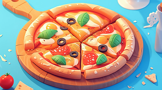 诱人的披萨美味可口诱人的卡通披萨插画