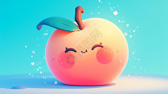 桃子背景粉色美味可爱的卡通桃子插画