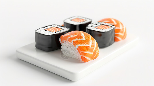 饭团料理日本料理寿司3D风插画