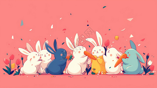 兔子与胡萝卜可爱的卡通小白兔与大大的胡萝卜插画