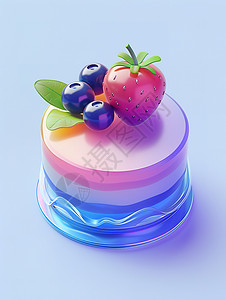 3d草莓水果蛋糕3D插画