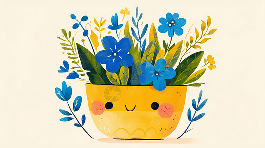 花卉盆栽插画背景图片