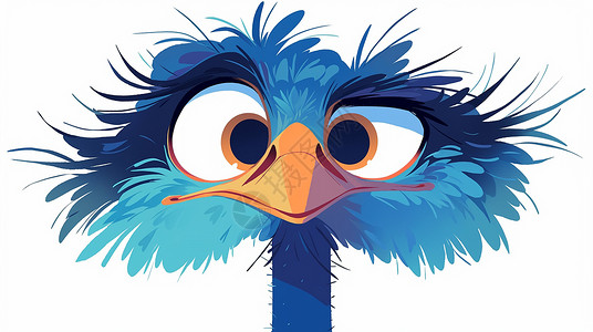 大眼睛可爱的卡通鸵鸟正面头像高清图片
