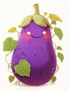 紫色羊毛毡可爱的卡通茄子高清图片