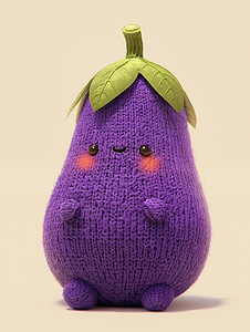 紫色羊毛毡的卡通茄子高清图片