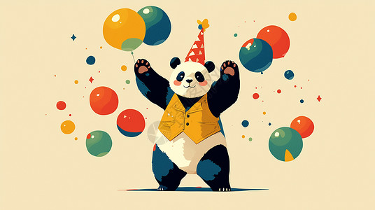 开心跳舞的大熊猫背景图片