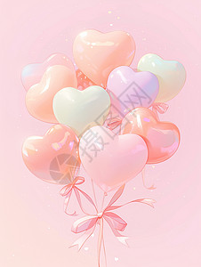 彩色可爱的卡通爱心气球背景图片