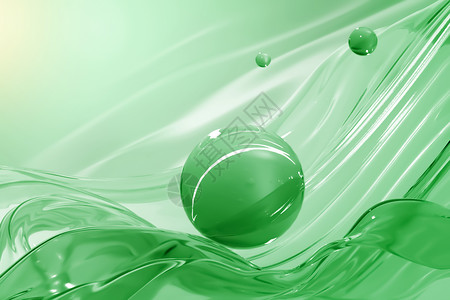 创意透明玻璃清新绿色流体背景图片