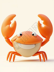红色大螃蟹红色立体可爱的卡通小螃蟹插画