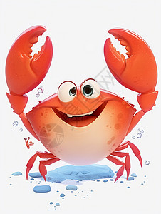 蟹将立体可爱的卡通小螃蟹插画