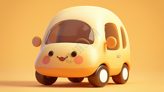 米色盒子可爱的卡通小汽车插画