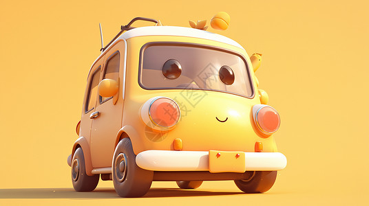 卡通玩具小汽车可爱的米色卡通汽车插画