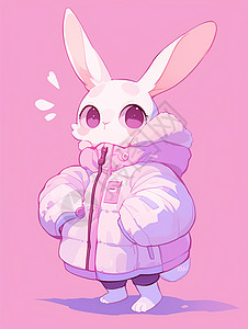 穿西装的兔子穿厚厚的外套长耳朵可爱的卡通小白兔插画