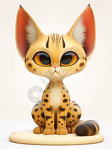 萨纳萨凡纳品种的猫3D插画