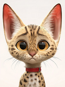 萨纳萨凡纳品种的猫3D风插画