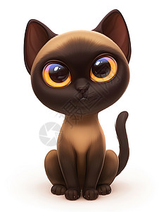 缅甸金塔可爱的缅甸小猫3D插画