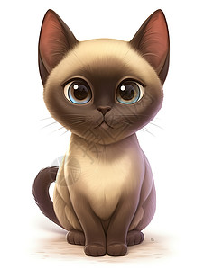 缅甸金塔可爱缅甸小猫3D风插画