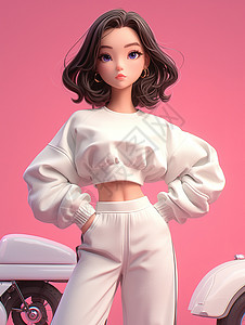 身材好的美女运动服装的女士3D插画