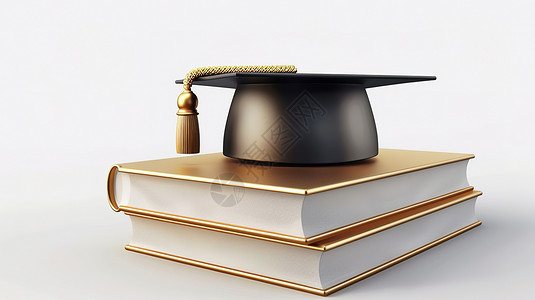 毕业礼帽装饰框毕业礼帽3D风格插画