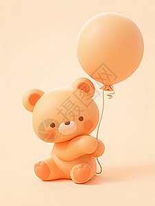 拿着气球小熊小熊拿着气球3D插画