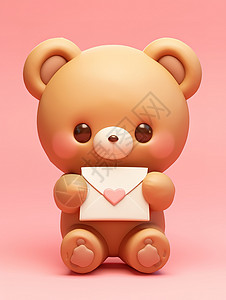 游戏信封素材拿信封的熊3D插画