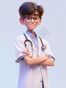 年轻男医生年轻的男医生3D插画