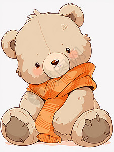 浅棕色可爱的卡通玩具熊插画插画