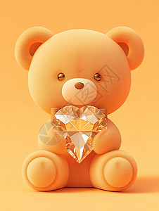 拿着木棍小熊可爱小熊拿着钻石插画