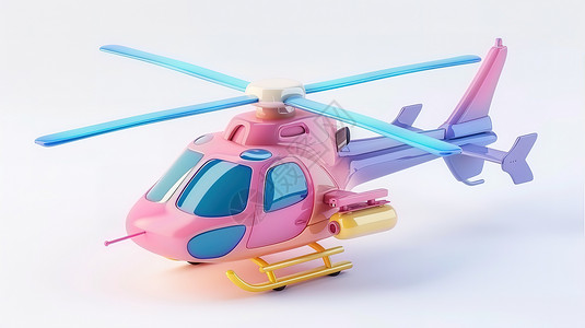 儿童玩具详情页直升机3D图标插画