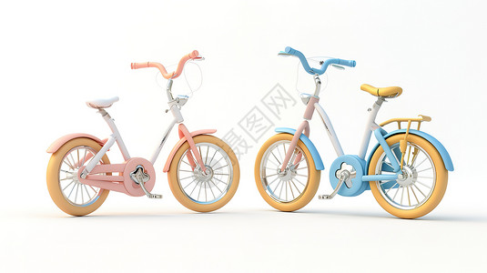儿童3d3D儿童自行车插画