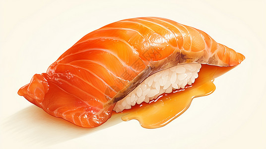 灯影鱼片美味的日式美食三文鱼卡通寿司插画
