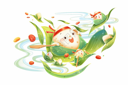 国风标题框卡通端午节可爱粽子划粽叶GIF高清图片