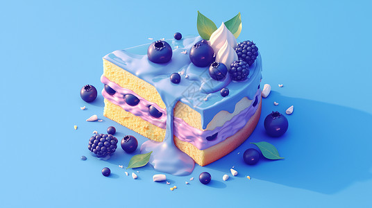 卡通果酱蓝莓美味可口的卡通蛋糕插画