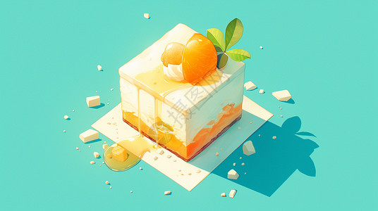 可口橙子橙子口味可口的卡通蛋糕插画
