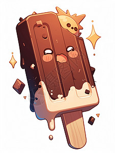 雪糕筒可口的巧克力味卡通雪糕插画