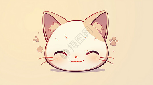 微笑可爱的卡通猫头像背景图片