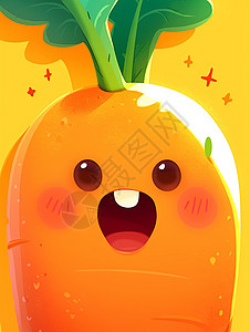 橙色胡萝卜可爱的卡通胡萝卜插画
