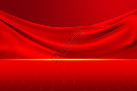 红色飘动布匹创意红绸大气红色背景设计图片