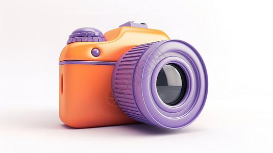 微单转接环紫橙色的相机3D插画