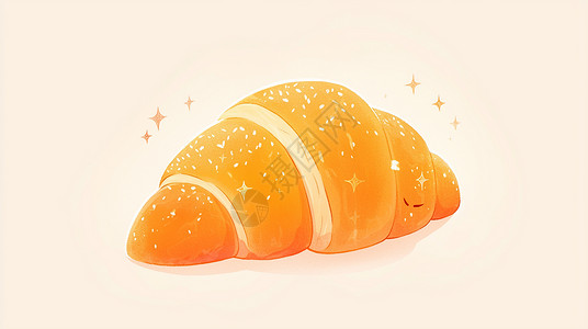 金黄色面包金黄诱人美味可口的卡通牛角面包插画