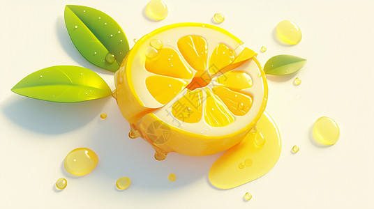 安岳黄柠檬黄色立体可爱的卡通柠檬插画