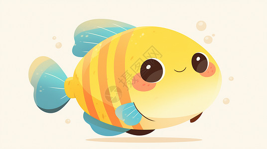 黄色斑点小鱼一条黄色的卡通小鱼插画