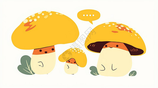 桑黄菌黄色菌盖可爱的蘑菇插画
